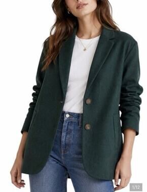 Madewell The Brushed Oversized Dorset Blazer S Heather Dark Palm Green Academia